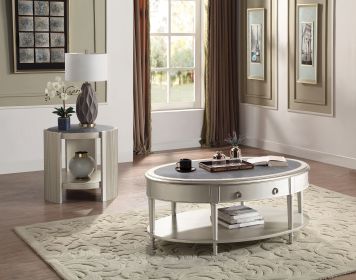 ACME Kasa End Table, Sintered Stone & Champagne Finish LV01503