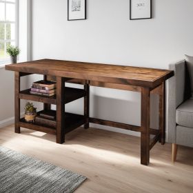 Bridgevine Home Sausalito 60 inch Workstation Desk, No Assembly Required, Whiskey Finish