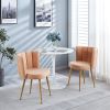 Modern beige dining chair(set of 2 ) with iron tube wood color legs, shorthair cushions and comfortable backrest, suitable for dining room