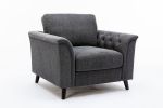 Stanton 36.5" Dark Gray Linen Chair with Tufted Arms