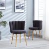 Modern GRAY dining chair(set of 2 ) with iron tube wood color legs, shorthair cushions and comfortable backrest, suitable for dining room, living room