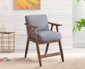 Contemporary Design 1pc Counter Height Chair Stylish Durable Wooden Gray Fabric Upholstery Cushioned Seat Backrest Home Furniture