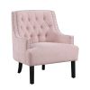 Modern Traditional Accent Chair Pink Chenille Upholstery Button-Tufted Solid Wood 1pc Living Room Furniture
