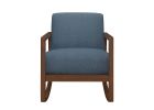 1pc Rocker Accent Chair Modern Living Room Plush Cushion Blue Soft Upholstery Hardwood Frame Elegant Style Comfort Relax