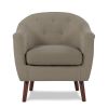 Beige Fabric Upholstered Accent Chair 1pc Espresso Finish Legs Button Tufted Solid Wood Furniture Living Room Chair