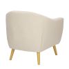 Rockwell Mid-Century Modern Accent Chair in Cream Fabric and Natural Wood by LumiSource