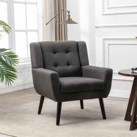 Modern Soft Linen Material Ergonomics Accent Chair Living Room Chair Bedroom Chair Home Chair With Black Legs For Indoor Home (Color: as Pic)