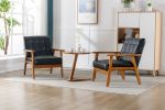Accent Chairs Set of 2 with Side Table, Mid Century Modern Accent Chair, Wood and Fabric Armchairs Side Chair