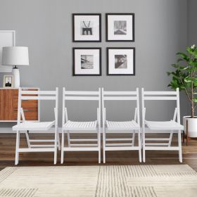 Furniture Slatted Wood Folding Special Event Chair - White, Set of 4, FOLDING CHAIR, FOLDABLE STYLE (Color: as Pic)