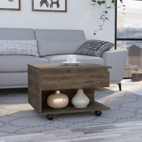 Luanda Lift Top Coffee Table, Casters, One Shelf -Dark Brown (Color: as Pic)