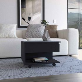 Luanda Lift Top Coffee Table, Casters, One Shelf -Black (Color: as Pic)