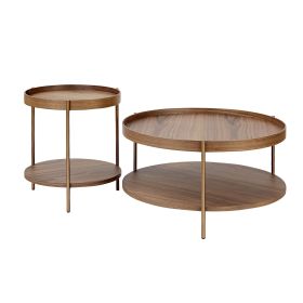 2-Piece Modern 2 Tier Round Coffee Table Set for Living Room,Easy Assembly Nesting Coffee Tables, End Side Tables for Bedroom Office Balcony Yard (Color: as Pic)