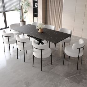 Scalable Dining Table Table Set for 4-8 Person for Dining Room (Color: as Pic)