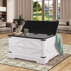 Wood Farmhouse Rustic Coffee Table (Color: as Pic)