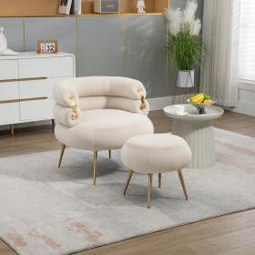 COOLMORE Velvet Accent Chair Modern Upholstered Armchair Tufted Chair with Metal Frame, Single Leisure Chairs for Living Room Bedroom (Color: as Pic)