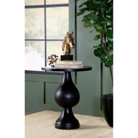 Black Stain Pedestal Accent Table (Color: as Pic)