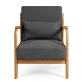 Leisure Chair with Solid Wood Armrest and Feet, Mid-Century Modern Accent Sofa,1 seat (Color: as Pic)