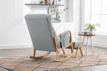 COOLMORE Rocking Chair With Ottoman, Mid-Century Modern Upholstered Fabric Rocking Armchair, Rocking Chair Nursery with Thick Padded Cushion