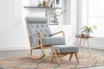 COOLMORE Rocking Chair With Ottoman, Mid-Century Modern Upholstered Fabric Rocking Armchair, Rocking Chair Nursery with Thick Padded Cushion
