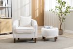 COOLMORE Accent Chair with Ottoman, Mid Century Modern Barrel Chair Upholstered Club Tub Round Arms Chair for Living Room